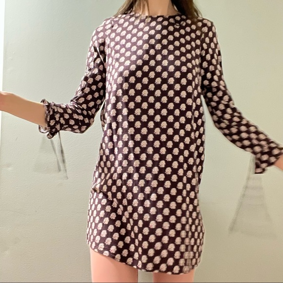 Floral/Polkadot Plum Mini Dress - Picture 2 of 7